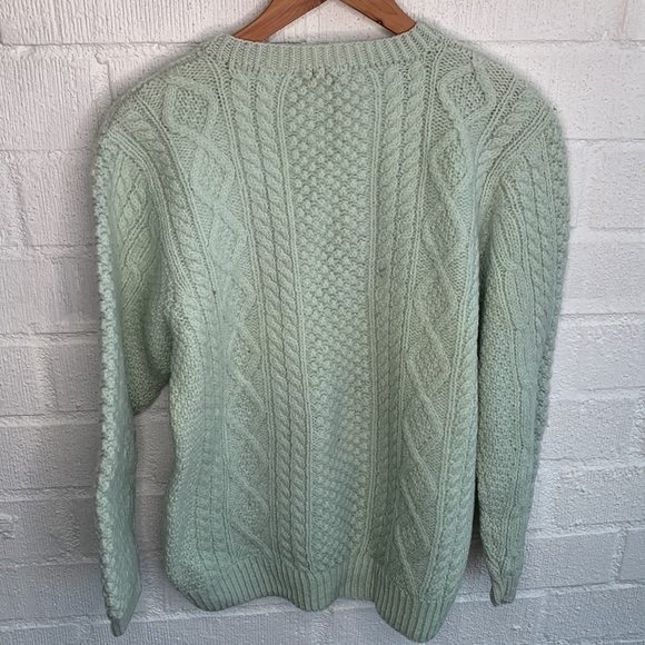 Ann Taylor Wool Cable Knit Vintage Green Mint Sweater sz M - Picture 7 of 8
